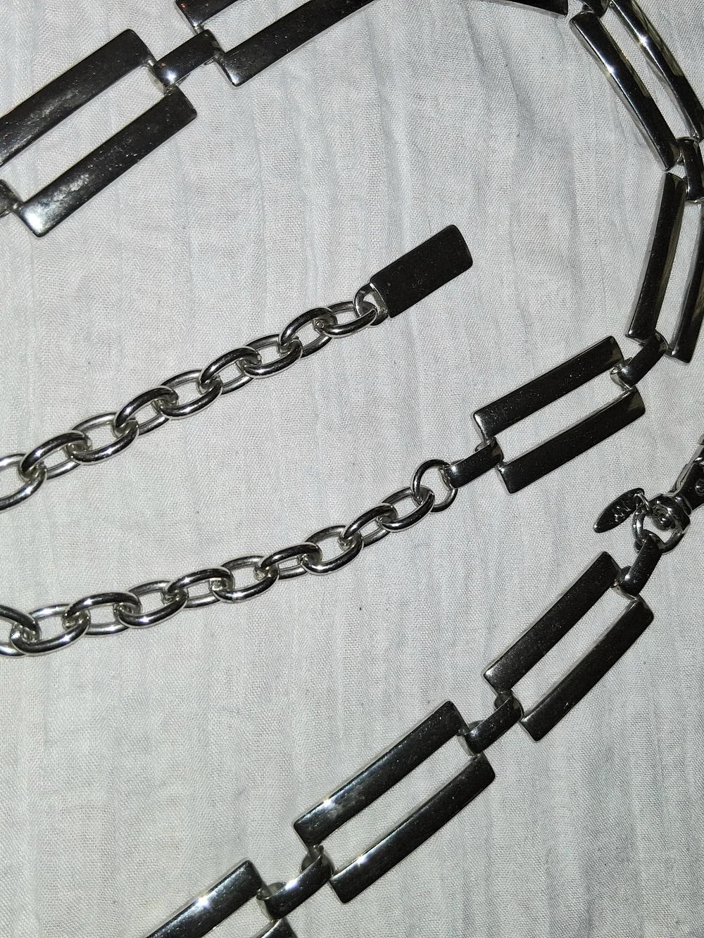 Silver Rectangular Link Waist Belt